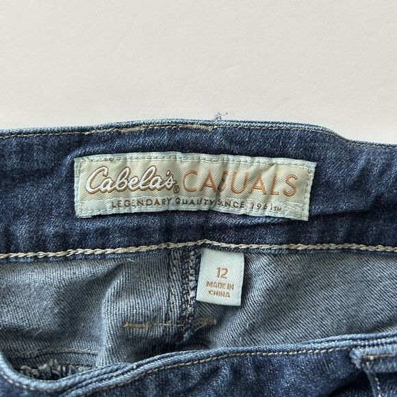 Cabelas Casuals Womens Jeans Size 12 Wide Leg Stretch 34x31 Denim Flap Pockets - Picture 4 of 10